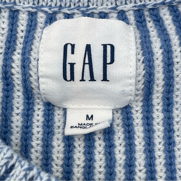 Gap Relaxed Ribbed Plaited Crewneck Sweater Light Blue Sz Medium Pullover Chunky - Picture 6 of 10